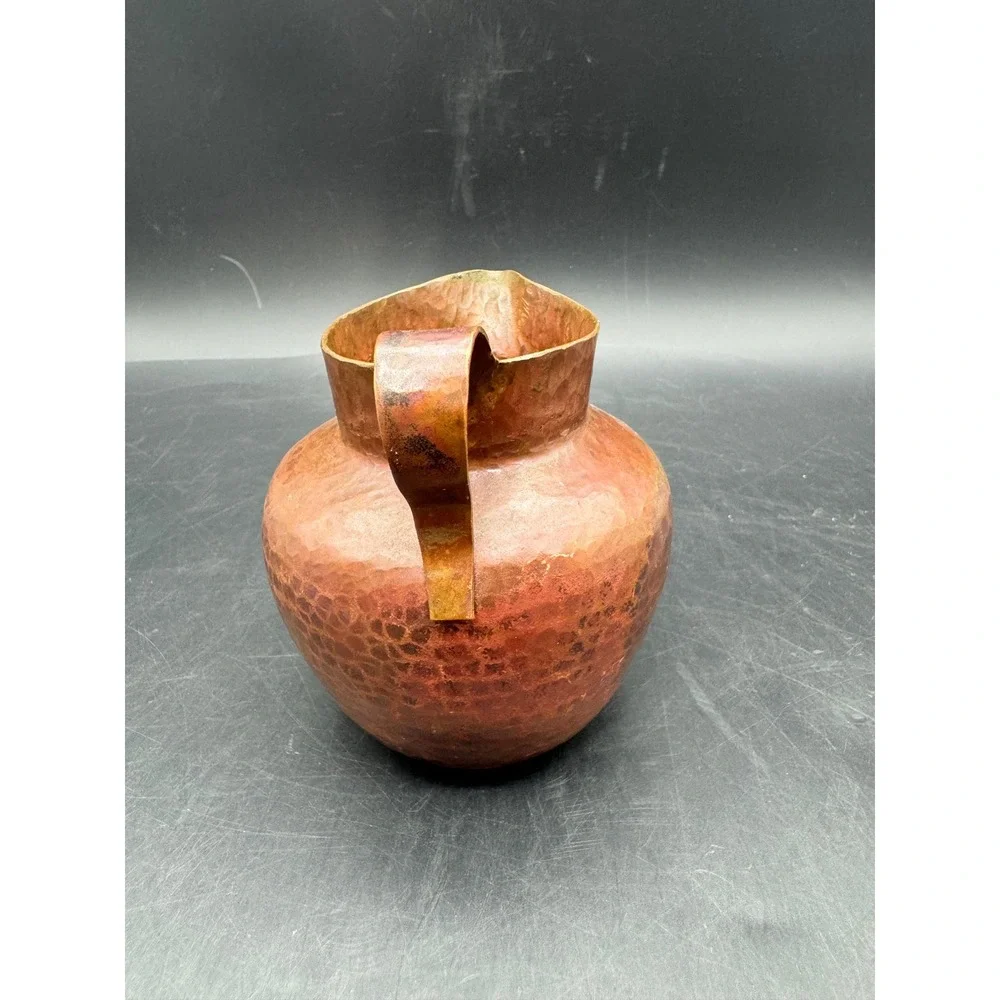 Vintage Hand Hammered Copper Pitcher Jug Rustic Farmhouse Vase 4.5